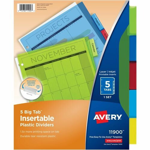 AVERY Avery AVE11900 Insertable 5-tab Plastic Dividers