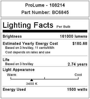 HALCO LIGHTING Halco Lighting 108214 ProLume Metal Halide BT56 1500W (Base Up) MH1500/BU