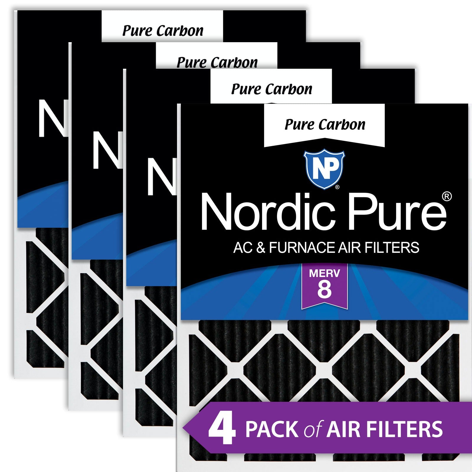 NORDIC PURE Nordic Pure 14x18x1PCP-4 Carbon Pleated Air Filter Merv 8 4 Pack