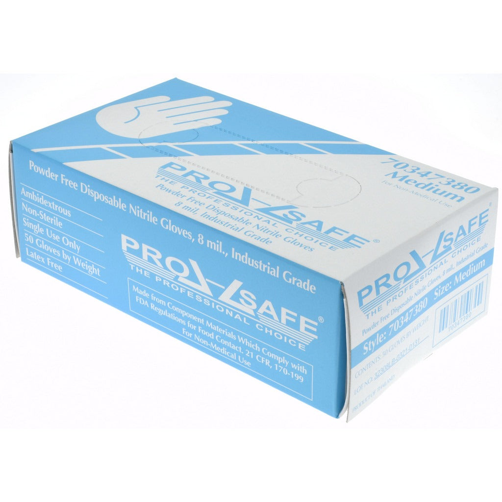 PRO-SAFE Pro-safe 32308LB240R4 Nitrile Gloves 8 Mil Medium 50 Pack