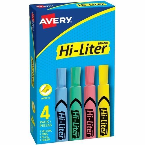 AVERY Avery AVE17752 Desk Highlighter Set 4 Colors Chisel Tip