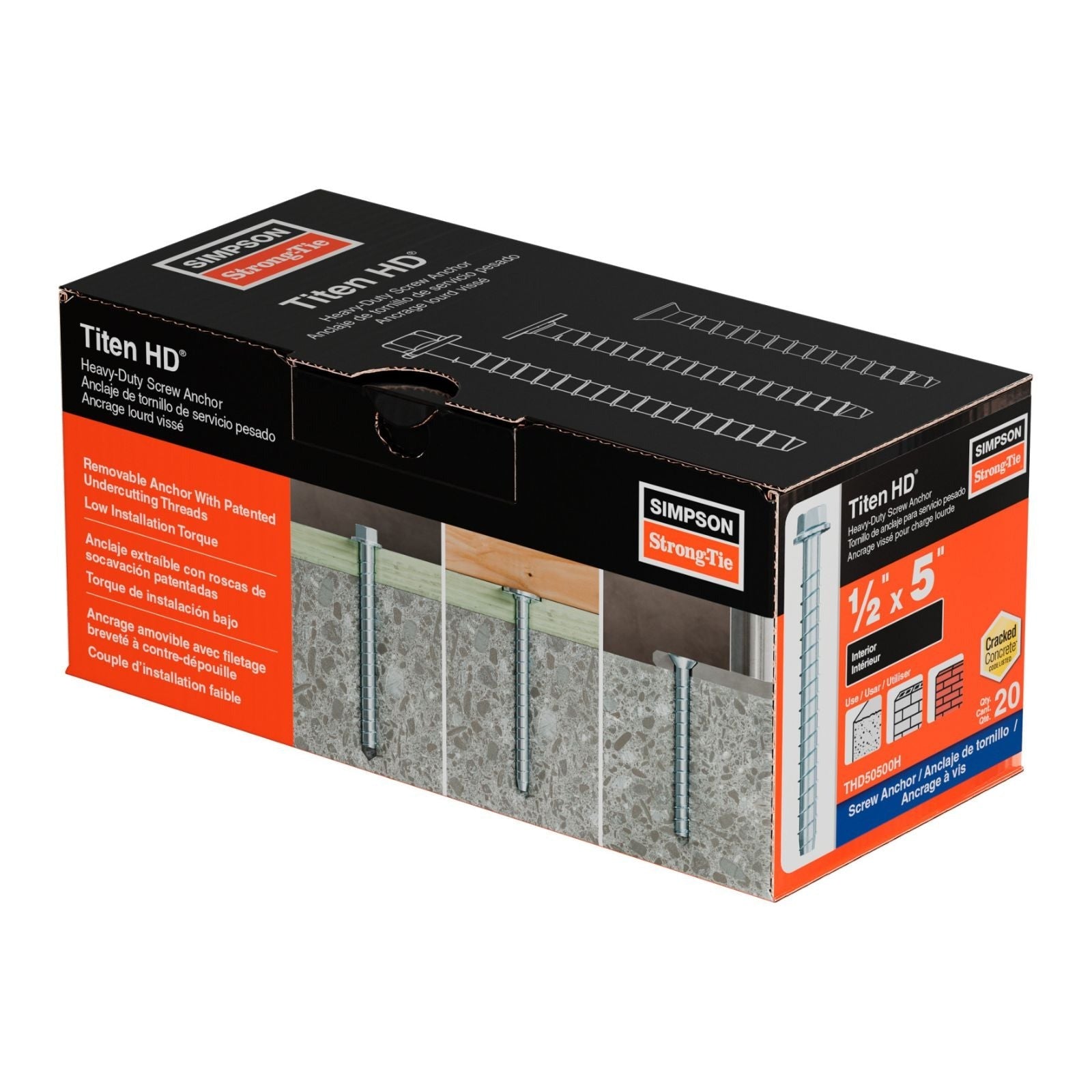 SIMPSON STRONG-TIE Simpson Strong-Tie THD50500H Titen HD Heavy-Duty Screw Anchor 1/2 in x 5 in