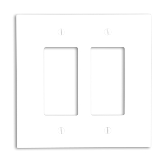 Leviton 88602 2-Gang Decora/GFCI Device Mount Oversized Thermoset White Decora Wallplate