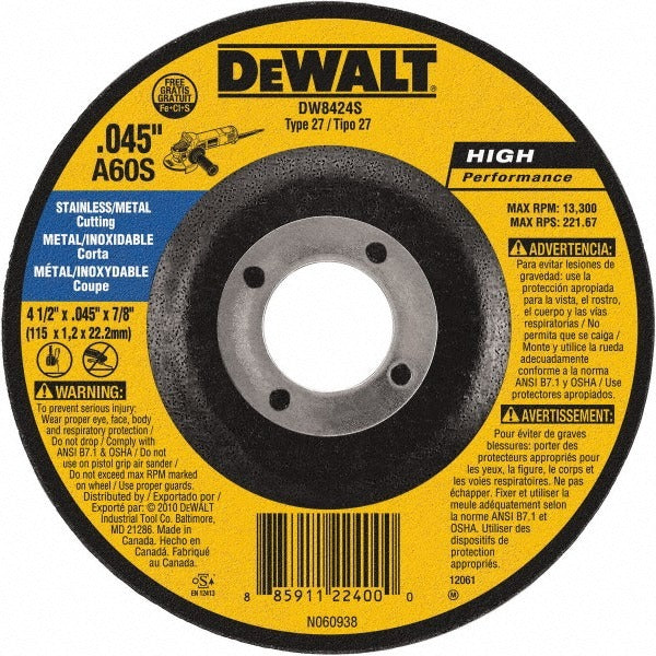 DEWALT Dewalt DW8424S Cut-off Wheel 4.5 in Type 1 60 Grit