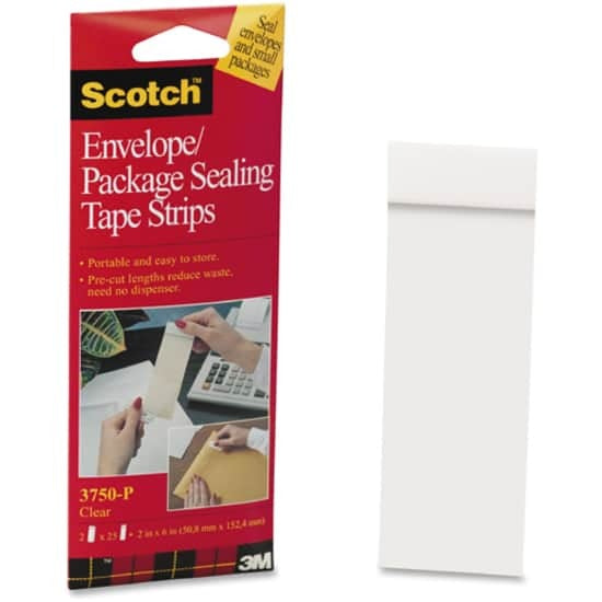 3M 3M MMM3750P2CR Scotch Envelope/Package Sealing Tape Strips (2 x 6, 2 Pack) 3750P-2CR