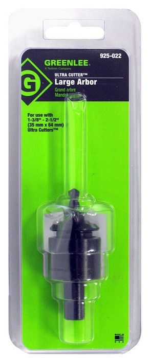 Greenlee 925-022 High Speed Steel Large Arbor with Pilot Drill for 1-3/8 to 2-1/2 Inch Cutter