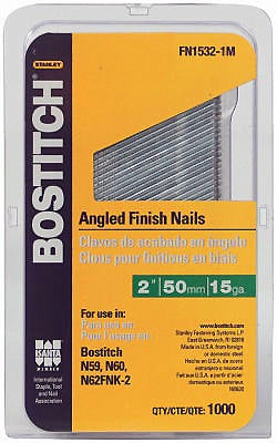BOSTITCH Stanley Bostitch FN1532-1M 15 Gauge Finish Nails 2 in 1000pk