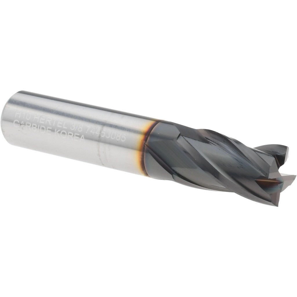 HERTEL Hertel 750302 Square End Mill 3/8 in 4 Flute Carbide Ticn