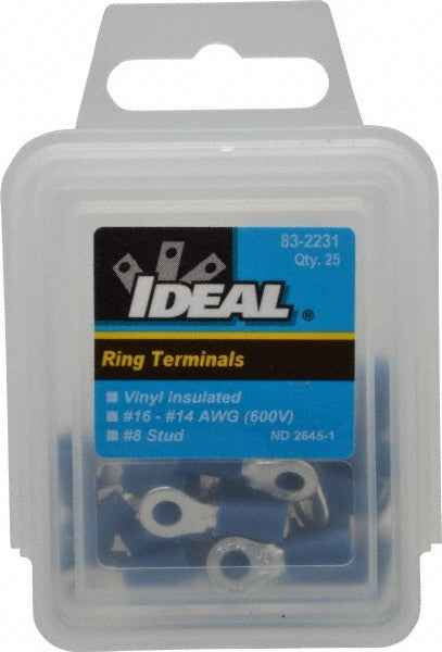 IDEAL INDUSTRIES Ideal 83-2231 Ring Terminal 16-14 Awg Crimp Stud 8 25 Pack