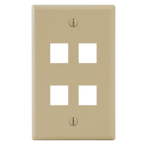 ICC Icc IC107F04IV 1-gang 4-port Faceplate Ivory