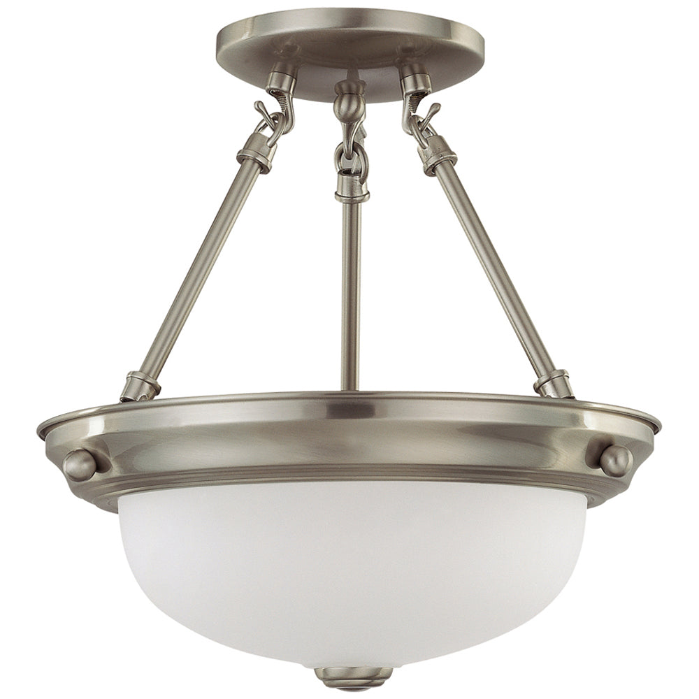 SATCO 60/3244 Small Transitional Semi-Flush Mount Light, (2) A19 Incandescent Lamp, 120 VAC