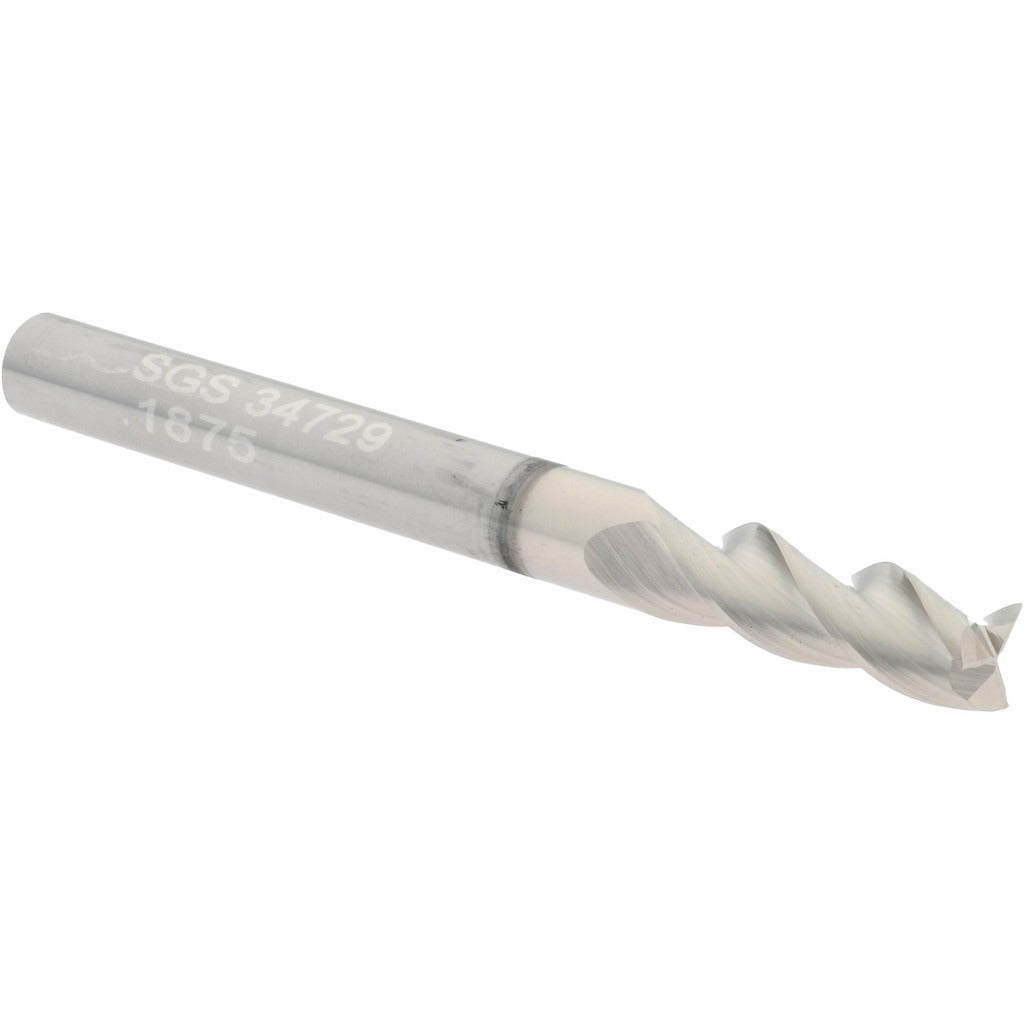 KYOCERA SGS PRECISION TOOLS Sgs 34729 Square End Mill 3/16 in 3 Flute Solid Carbide