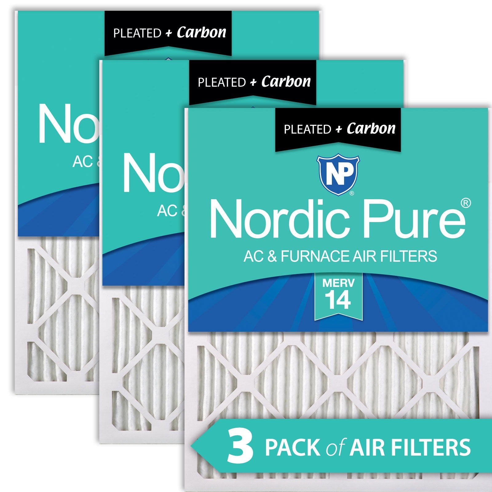NORDIC PURE Nordic Pure 12x24x1M14+C-3 Merv 14 Carbon Air Filter 3 Pack