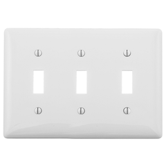 Hubbell NP3W 3-Gang White Nylon Standard 3-Toggle Switch Wallplate