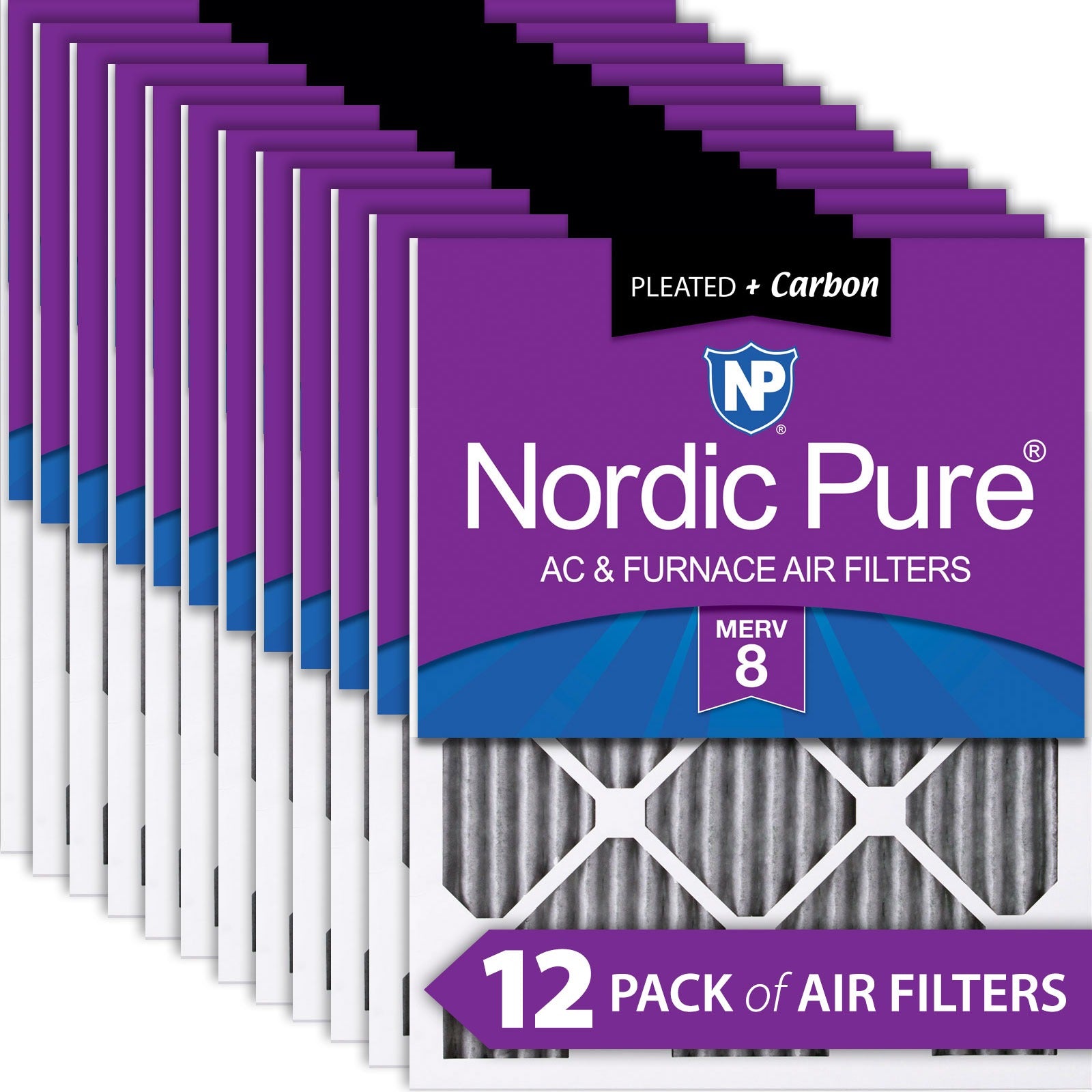 NORDIC PURE Nordic Pure 17x19x1ExactCustomM8+C-12 Merv 8 Carbon Filter