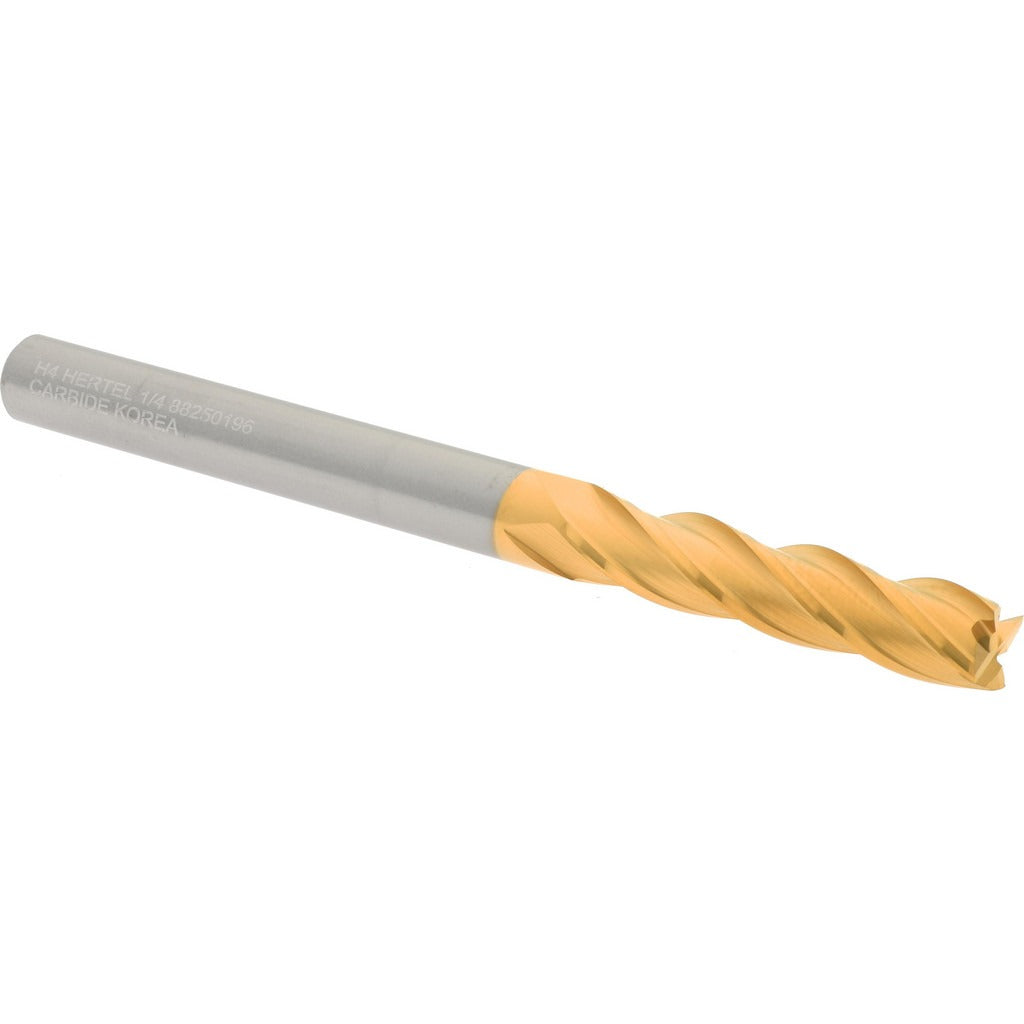 HERTEL Hertel 750273 Square End Mill 1/4 in 4 Flute Carbide Tin