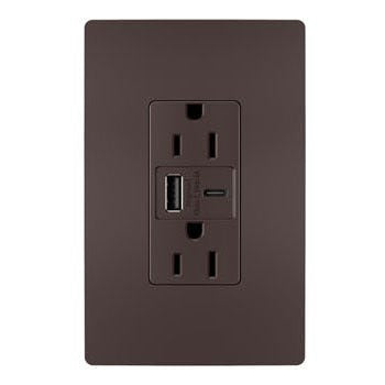 PASS & SEYMOUR Pass & Seymour R26USBAC6DBCCV4 Radiant 15A Tamper-Resistant Ultra-Fast USB Type A/C Outlet (Duplex)