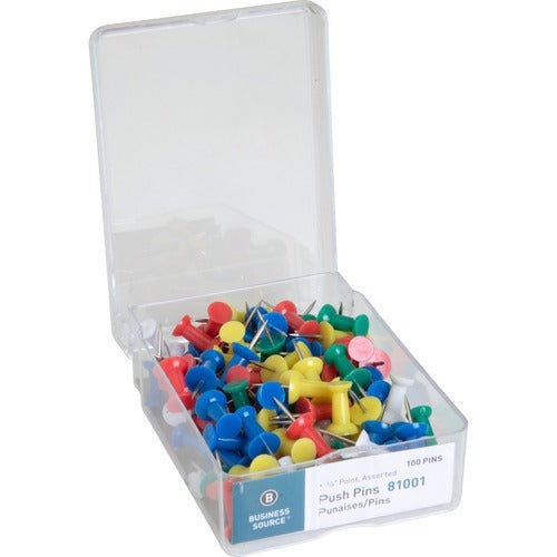 BUSINESS SOURCE Business Source BSN81001 Pushpins Assorted Colors 100 Count