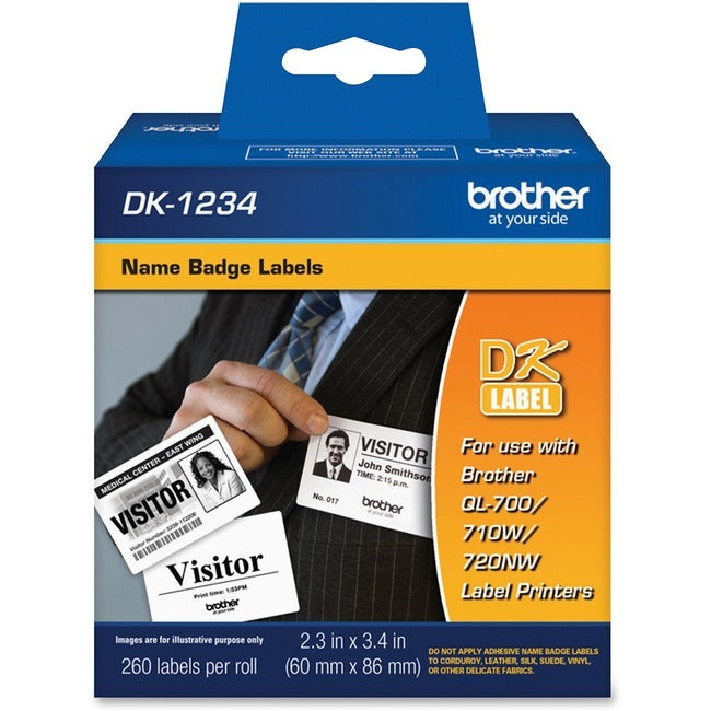 BROTHER Brother BRTDK1234 Adhesive Name Badge Labels (260 / Roll) DK1234