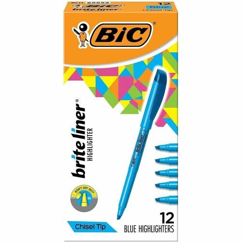 BIC Bic BICBL11BE Brite Liner Chisel Tip Highlighter 12 Pack