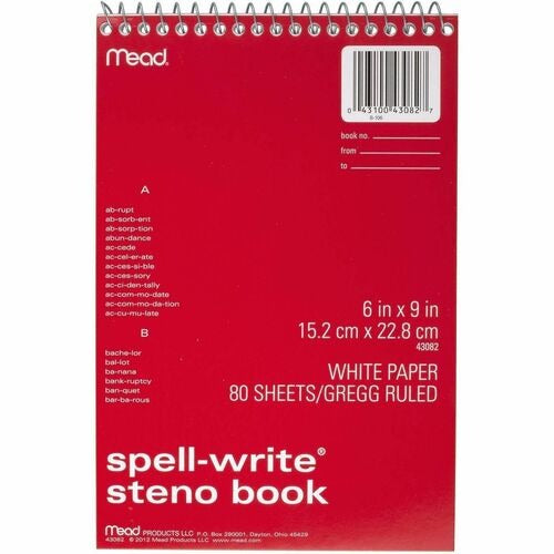 MEAD Bsc Preferred MEA43082 Wirebound Steno Book 80 Sheets