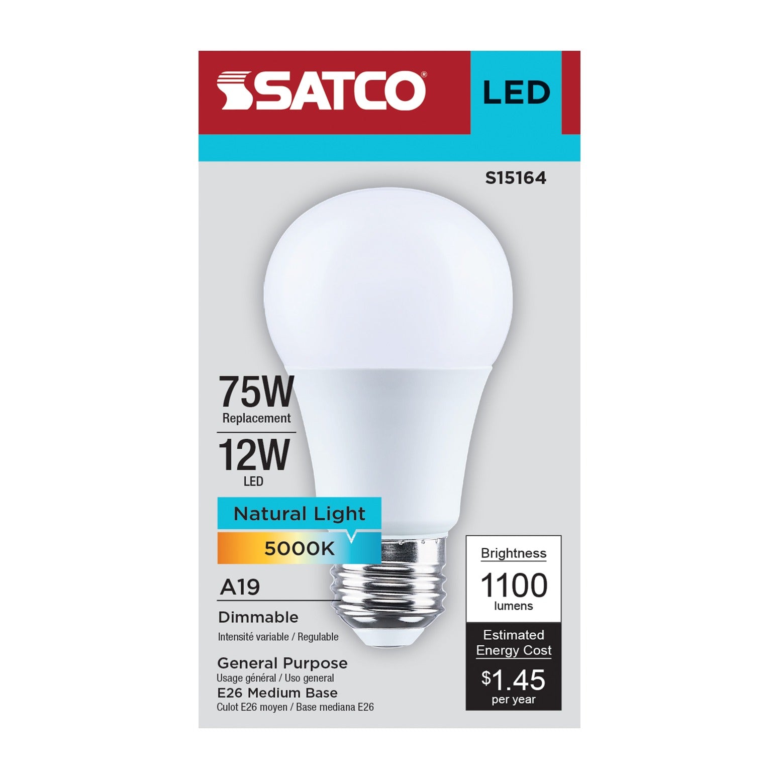 SATCO Satco S15164 12 Watt A19 LED (180Â°)
