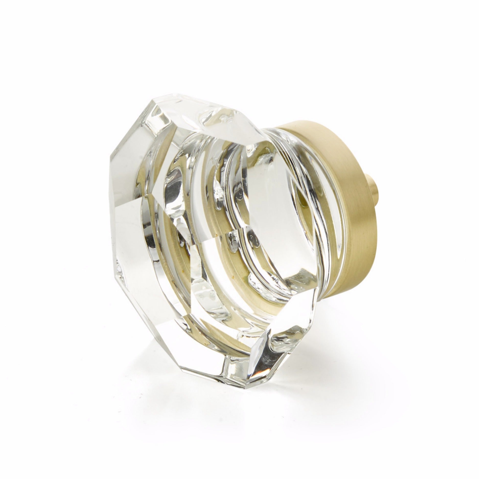 SCHAUB Schaub 54-SB Faceted Dome Glass Cabinet Knob Satin Brass
