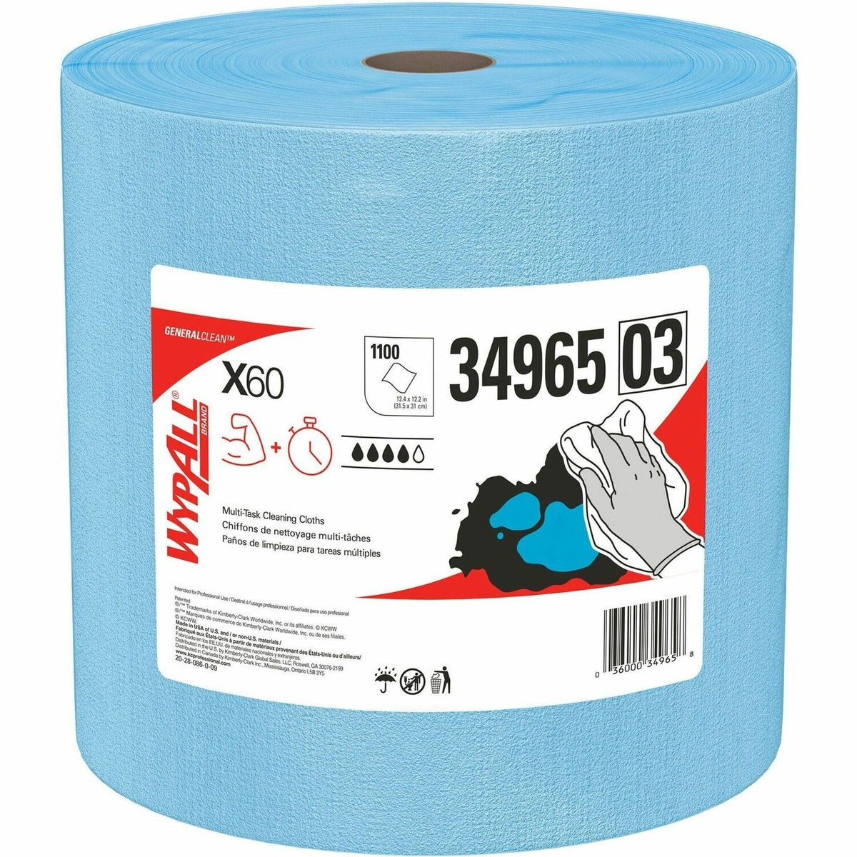 KIMBERLY-CLARK Kimberly-Clark KCC34965 X60 Wipers Jumbo Roll 12.5 x 13.25 inches 1100 Roll