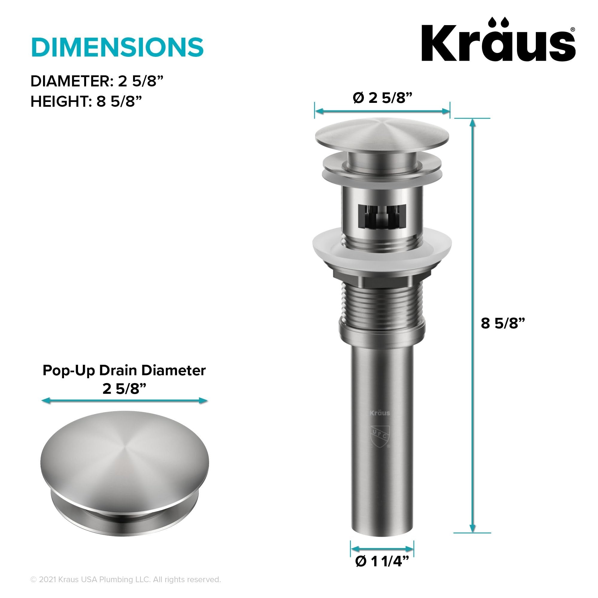 KRAUS Kraus PU-11CH Pop-up Drain with Overflow Chrome
