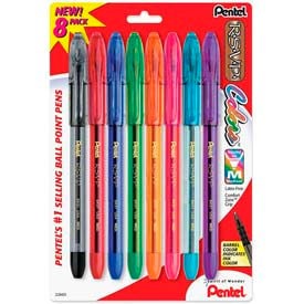 PENTEL Pentel BK91CRBP8M Rsvp Ballpoint Stick Pen Assorted