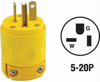 LEVITON Leviton Mfg Co 010-520PV-000 20A Vinyl Straight Blade Plug