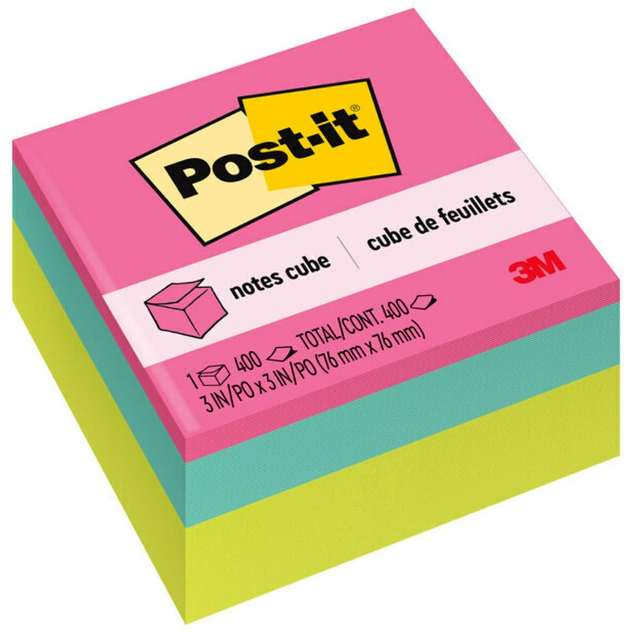 3M 3M MMM2027BRT Super Sticky Notes Cubes 3 in x 3 in (400 Sheets per Pad)