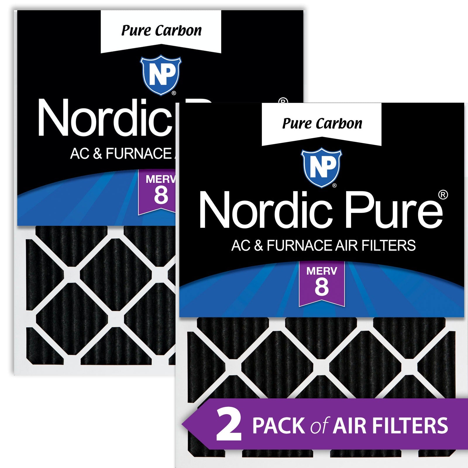 NORDIC PURE Nordic Pure 15x20x1PCP-2 Carbon Pleated Air Filter Merv 8 2 Pack