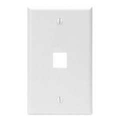 Leviton 41080-1WP Single-Gang QuickPort Wall Plate, 1-Port, White