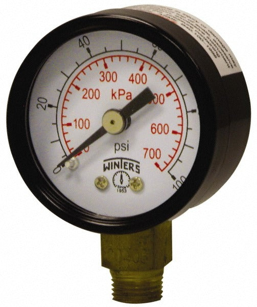 WINTERS Winters PEM1321 Pressure Gauge 1.5 in Dial Lower Mount