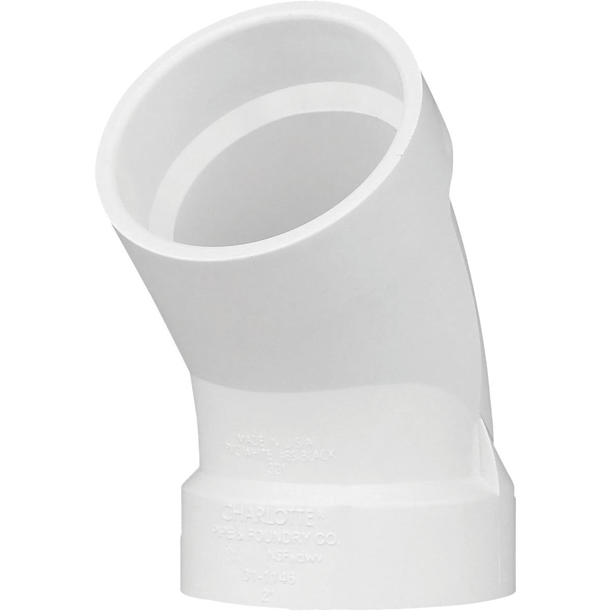 CHARLOTTE PIPE Charlotte Pipe PVC 00321 1000HA 2 in. Schedule 40 45 Deg Sanitary DWV PVC Elbow (45 Deg)