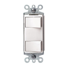 Leviton 1754-W 120 Volt 15 Amp 1-Pole White Thermoplastic Non-Grounding Push-In Dual Rocker Decorator Combination Switch