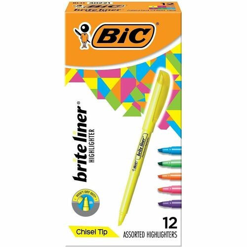BIC Bic BICBL11AST Brite Liner Highlighters Assorted 12pk