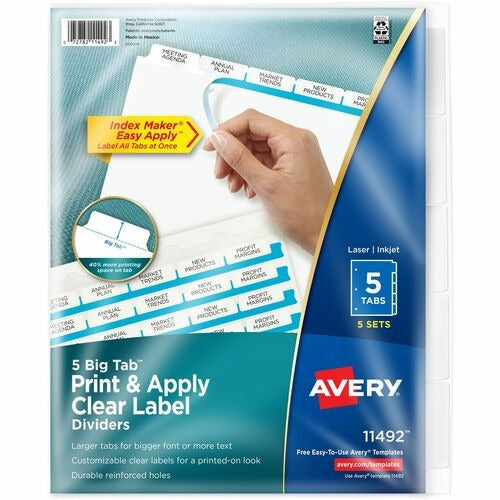 AVERY Avery AVE11492 Index Maker Dividers 5 Tab 8.5x11 5 Pack