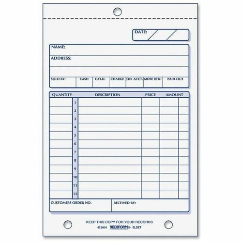 REDIFORM Rediform RED5L528 Carbonless Sales Order Book