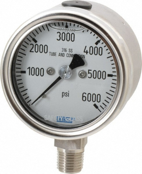 WIKA Wika 50128787 Pressure Gauge 2.5 in Dial 0-6000 Psi Lower Mount