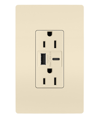 Pass & Seymour R26USBACLA Combination USB Charger & Duplex Receptacle Device Light Almond