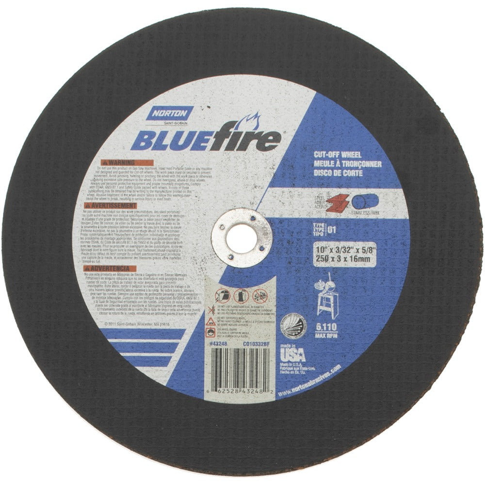 NORTON Norton 66252843248 Cut-off Wheel 10 in Type 1 Zirconia