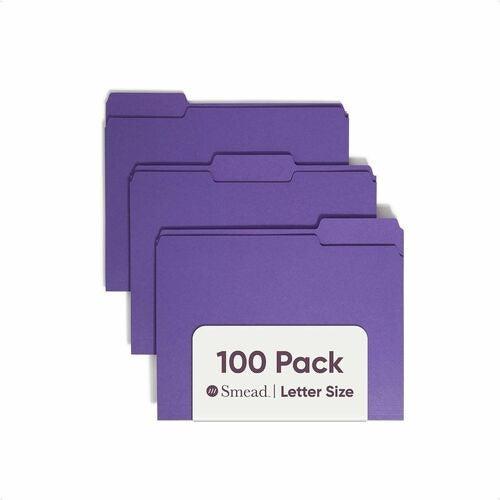 SMEAD Smead SMD13043 File Folder 1/3-cut Tab Letter Purple 100