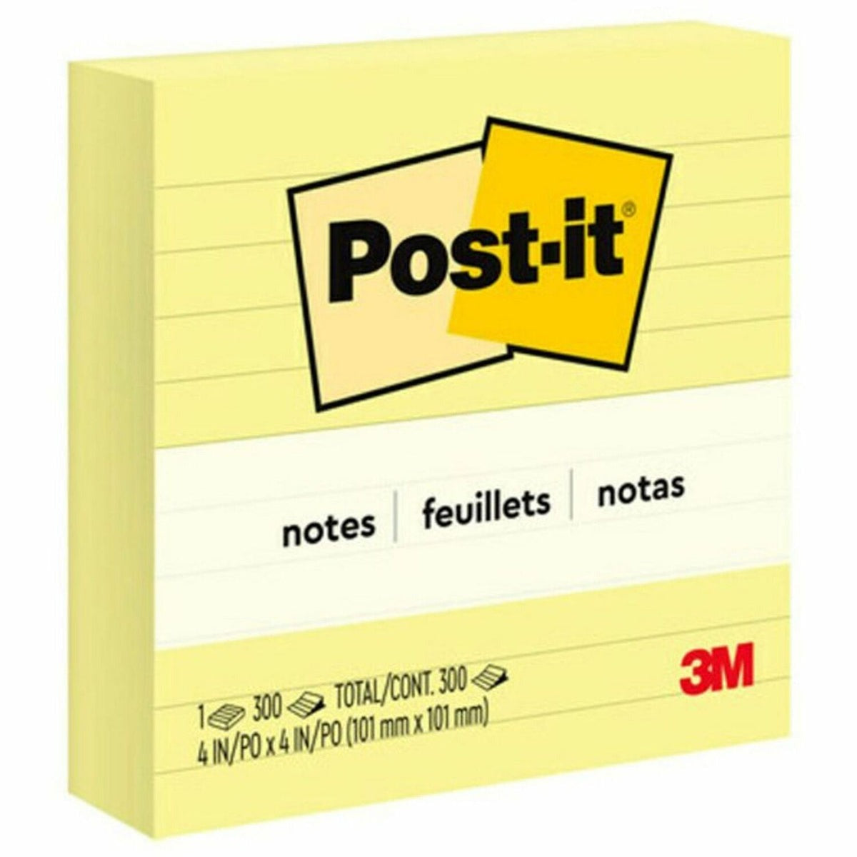 3M 3M MMM675YL Post-it lined notes 4 x 4 300 sheets/pad 675-YL