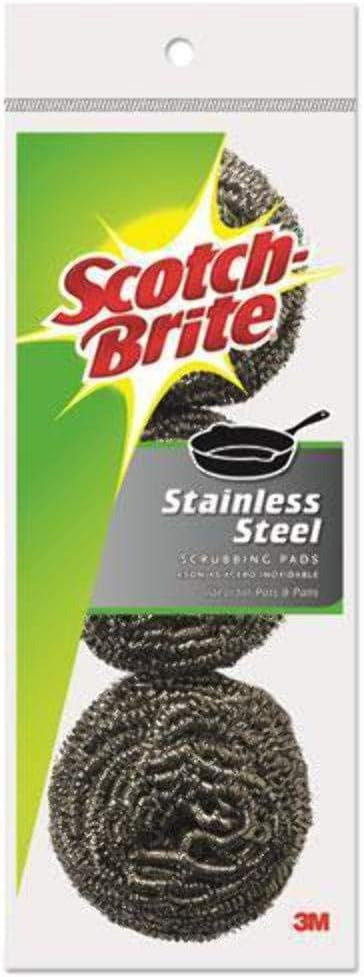 3M 3M 214C Scotch-Brite Stainless Steel Scouring Pads Pack of 3 449199