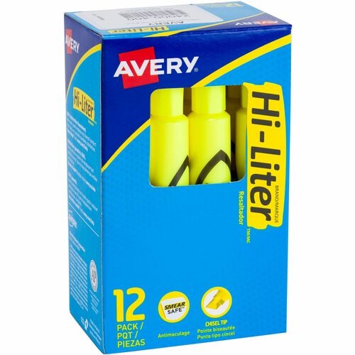 AVERY Avery AVE24000 Yellow Chisel Tip Highlighter Dozen