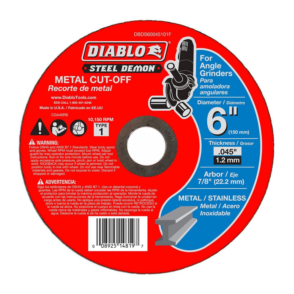 DIABLO Diablo DBDS60045101F 6 Inch Ceramic Cut-off Wheel 46 Grit