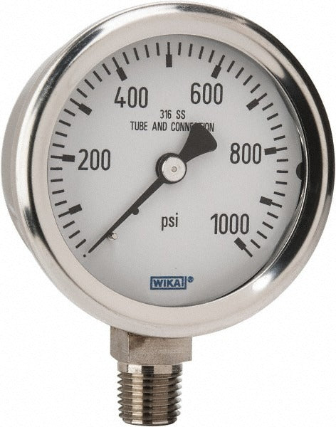 WIKA Wika 9768645 Pressure Gauge 0-1000 Psi 2.5in Dial Npt
