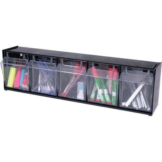 DEFLECTO Deflecto DEF20504OP Interlocking Tilt Bin System 5-Compartment (23.63 x 5.25 x 6.50 in)